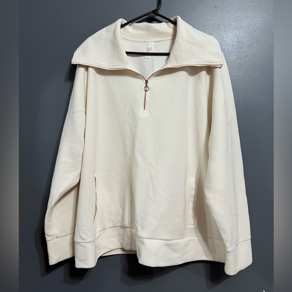 Womens Plus Stylus Quarter Zip Top